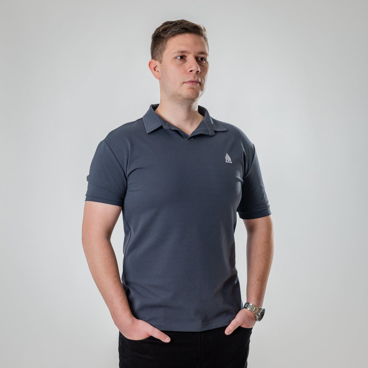 Apex Open Neck Polo (Grey)