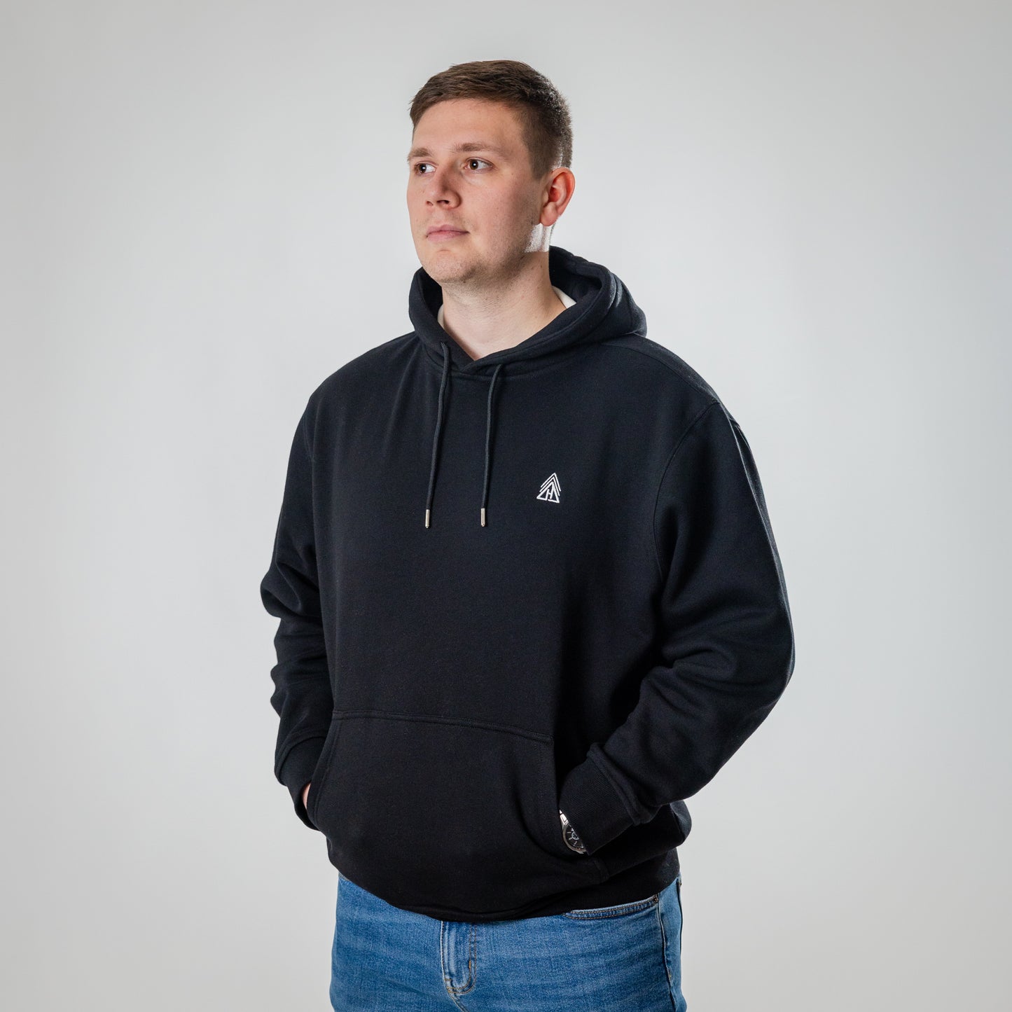 Elevate Hoodie black worn casual smart outfit Hidden Reality